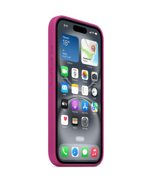 APPLE iPhone 16 Silicone Case with MS - Fuchsia