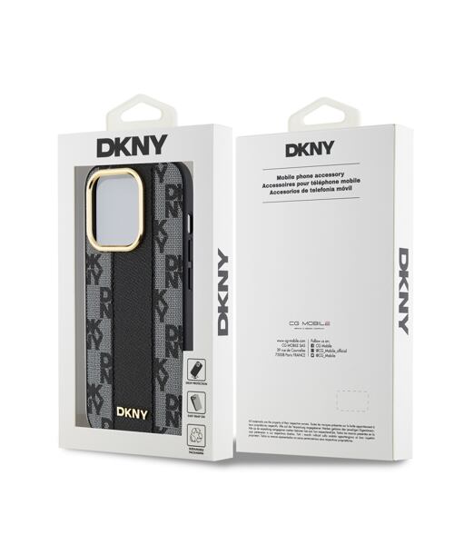 DKNY PU Leather Checkered Pattern Magsafe Zadní Kryt pro iPhone 15 Pro Black