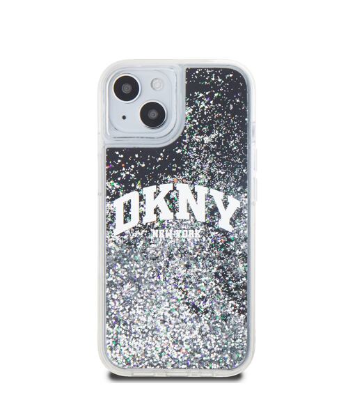 DKNY Liquid Glitter Arch Logo Zadní Kryt pro iPhone 14 Black