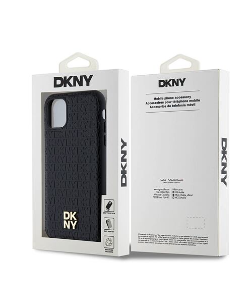 DKNY PU Leather Repeat Pattern Stack Logo Magsafe Zadní Kryt pro iPhone 11 Black