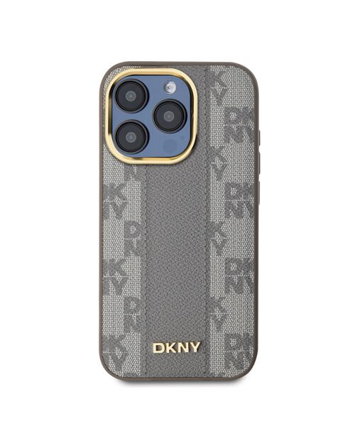DKNY PU Leather Checkered Pattern Magsafe Zadní Kryt pro iPhone 15 Pro Max Beige