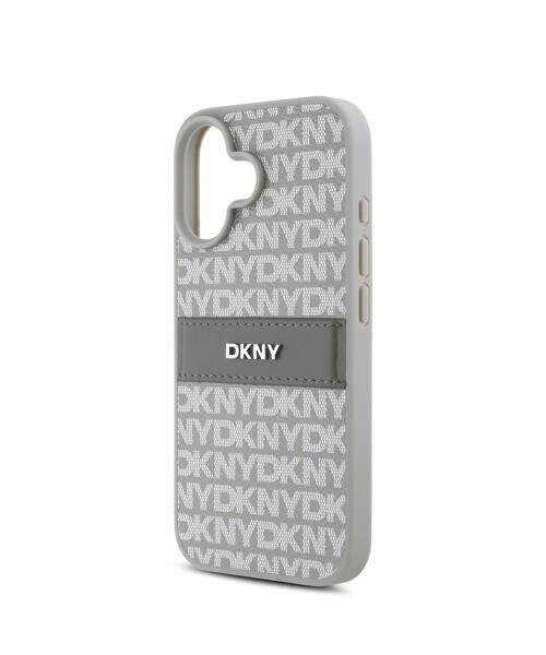 DKNY PU Leather Repeat Pattern Tonal Stripe Zadní Kryt pro iPhone 16 Beige