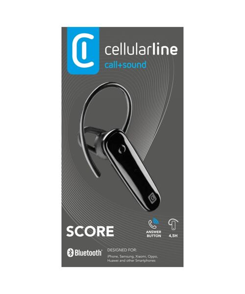Zánovní Bluetooth Headset CellularLine SCORE, černý