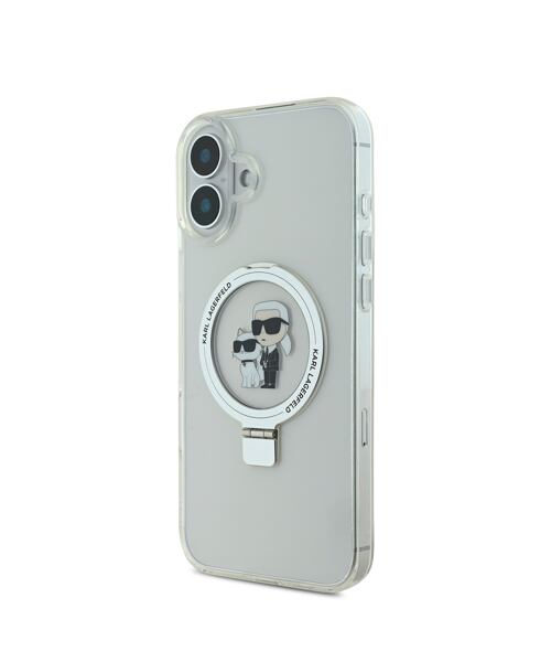 Karl Lagerfeld Ringstand Karl and Choupette MagSafe Zadní Kryt pro iPhone 16 White