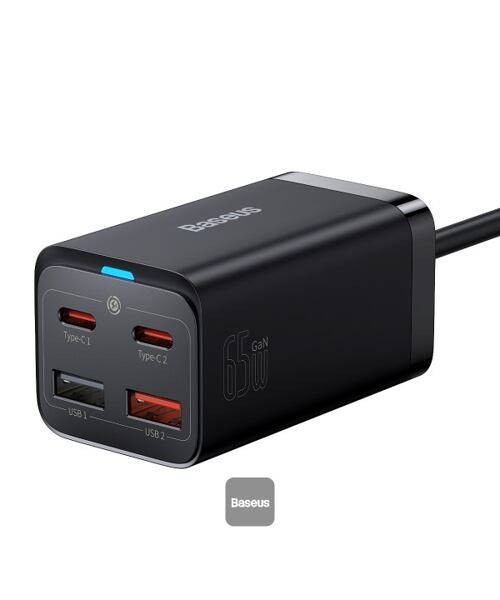 Baseus rychlonabíječka do sítě GaN3 Pro, 2x USB-C, 2x USB 65W černá