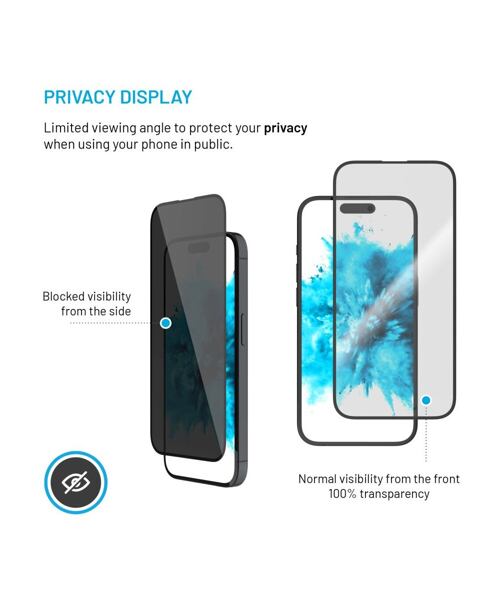 Ochranné tvrzené sklo FIXED Privacy Full-Cover pro Apple iPhone 16, lepení přes celý displej, černé