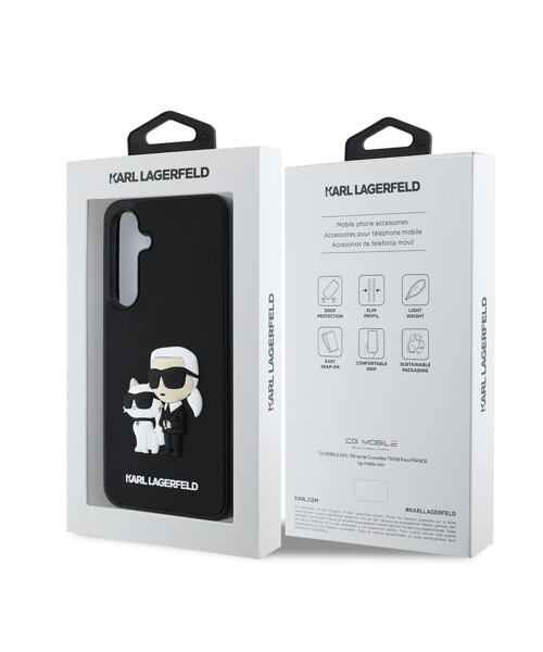 Karl Lagerfeld 3D Rubber Karl and Choupette Zadní Kryt pro Samsung Galaxy S24 FE Black