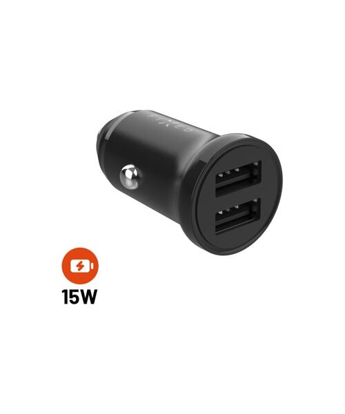Autonabíječka FIXED s 2xUSB výstupem, 15W Smart Rapid Charge, černá