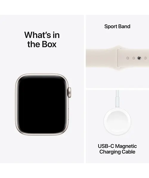 Apple Watch SE (2024) GPS+Cellular 44mm Starlight Aluminium Case with Starlight Sport Band S/M