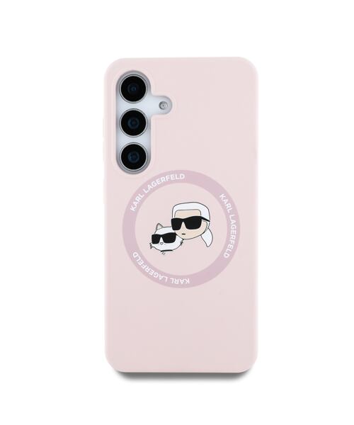 Karl Lagerfeld Liquid Silicone K&CH Heads MagSafe Zadní Kryt pro Samsung Galaxy S25+ Pink