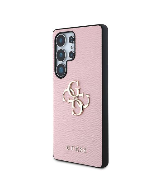 Guess PU Grained 4G Metal Logo Zadní Kryt pro Samsung Galaxy S25 Ultra Pink