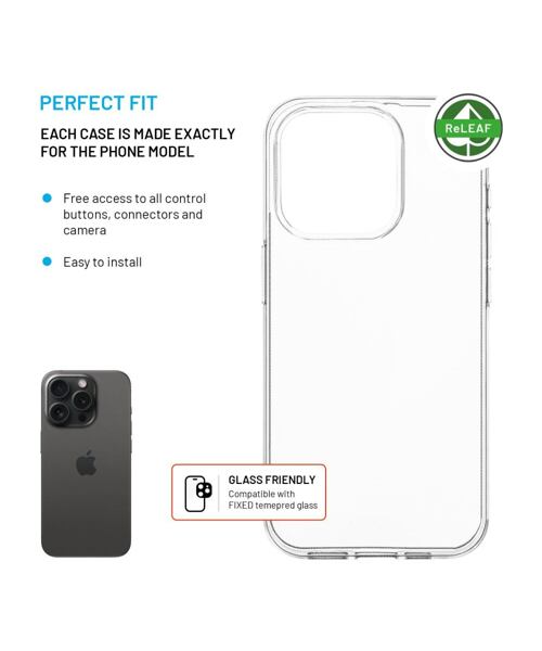 TPU gelový kryt FIXED ReStory AntiUV pro Apple iPhone 15 Pro, čirý