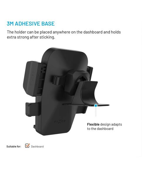 Univerzální držák do auta FIXED Iconiq Dash s nalepovací nohou na palubní desku, černý
