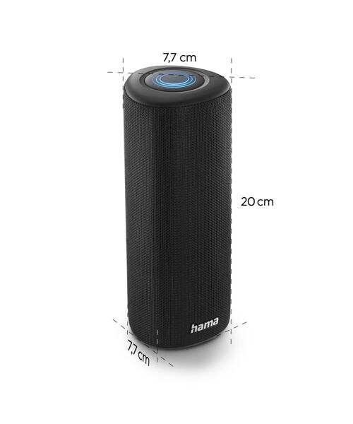 Hama Pipe 3.0, Bluetooth reproduktor, vodě odolný podle IPX5, 24 W, 10 světelných, režimů, černý