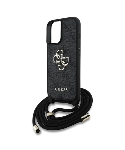 Guess PU 4G Metal Logo Crossbody Popruh Zadní Kryt pro iPhone 16 Black