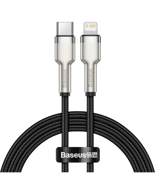 Baseus Cafule Metal Series Datový Kabel USB-C - Lightning 20W 1m Black