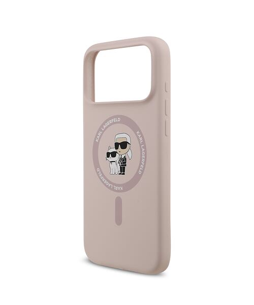 Karl Lagerfeld Liquid Silicone Karl and Choupette MagSafe Zadní Kryt pro iPhone 17 Pro Max Pink