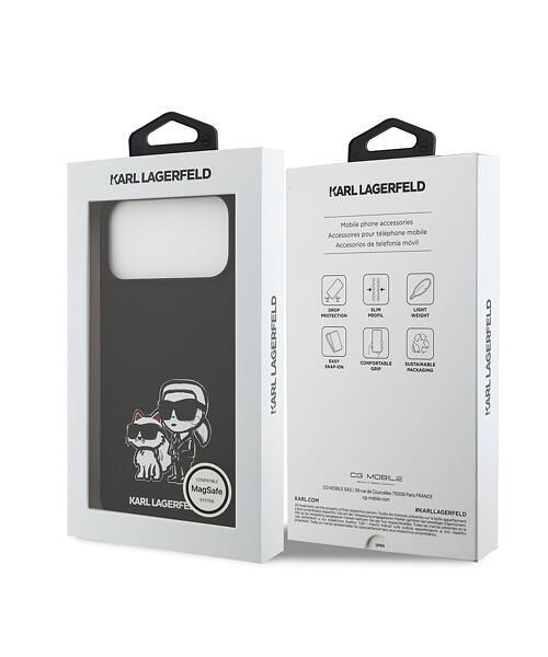 Karl Lagerfeld Liquid Silicone K&CH Sketch MagSafe Zadní Kryt pro iPhone 17 Pro Max Black