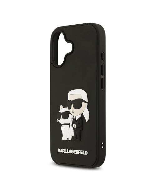 Karl Lagerfeld 3D Rubber Karl and Choupette Zadní Kryt pro iPhone 17 Black