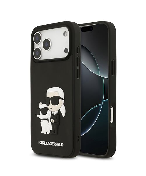 Karl Lagerfeld 3D Rubber Karl and Choupette Zadní Kryt pro iPhone 17 Pro Max Black