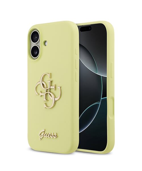 Guess Liquid Silicone 4G Metal Logo Zadní Kryt pro iPhone 17 Yellow