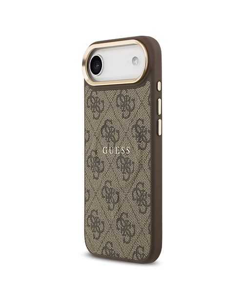 Guess PU Leather 4G Gold Frame MagSafe Zadní Kryt pro iPhone Air Brown
