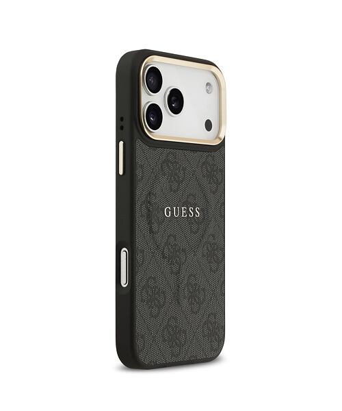 Guess PU Leather 4G Gold Frame MagSafe Zadní Kryt pro iPhone 17 Pro Max Black