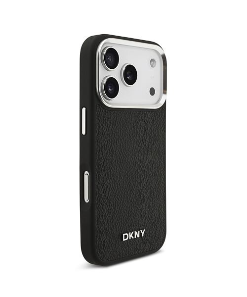 DKNY PU Leather Metal Logo Wrist Chain MagSafe Zadní Kryt pro iPhone 17 Pro Black