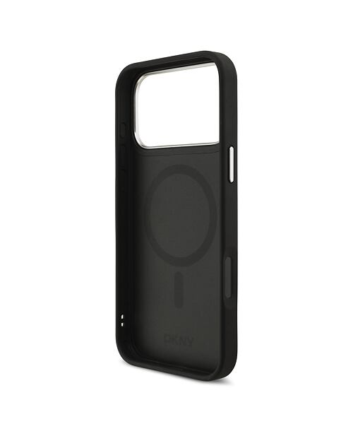 DKNY PU Leather Metal Logo Wrist Chain MagSafe Zadní Kryt pro iPhone 17 Pro Max Black