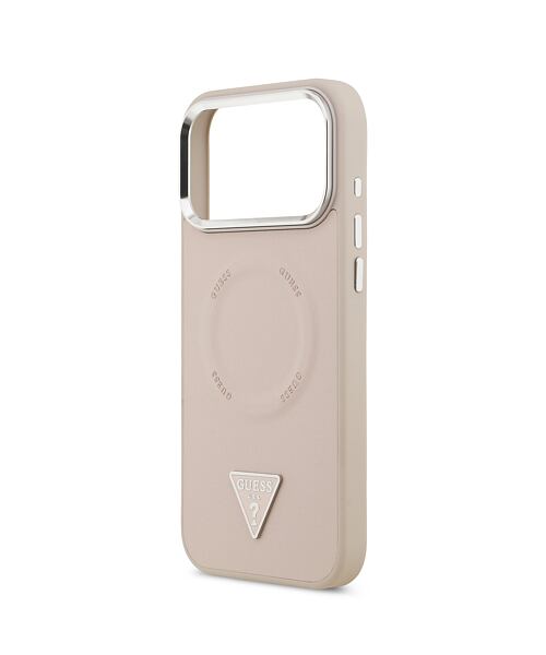 Guess PU Leather Triangle Logo MagSafe Zadní Kryt pro iPhone 17 Pro Pink