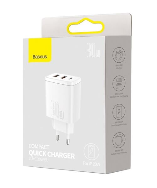 Baseus CCXJ-E02 Compact Quick Nabíječka USB-C 30W White