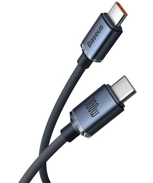 Baseus CAJY000601 Crystal Shine Series Datový Kabel USB-C - USB-C 100W 1,2m Black
