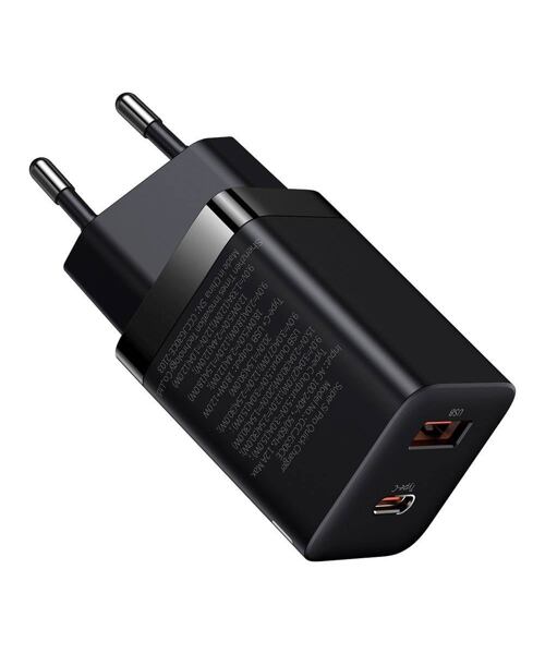 Baseus CCSUPP-E01 Super Si Quick Nabíječka USB + USB-C 30W Black