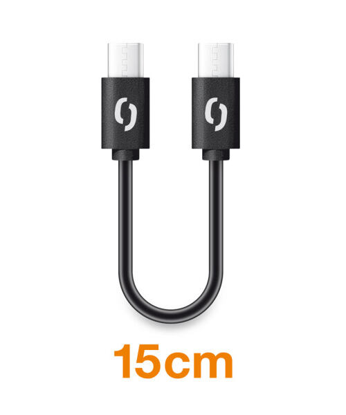 Datový kabel ALIGATOR POWER USB-C/USB-C 15cm, černý