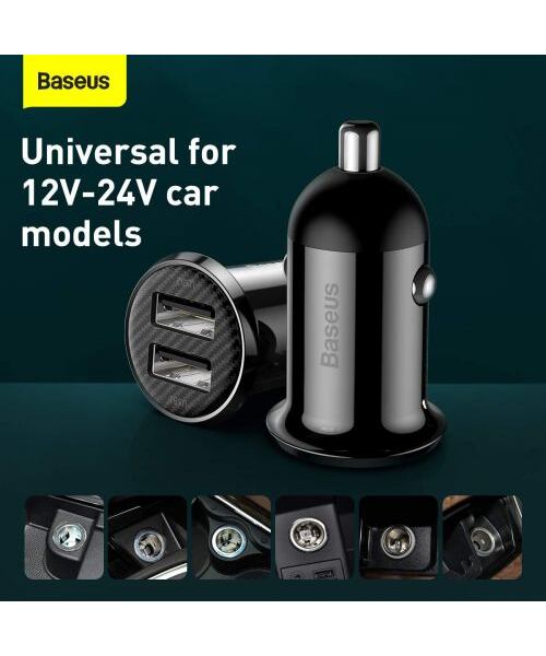 Baseus CCALLP-01 Grain Pro Nabíječka do Auta 2xUSB 4.8A Black
