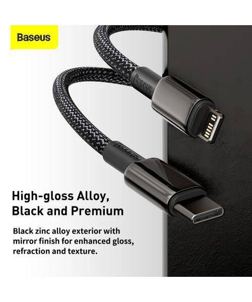 Baseus CATLWJ-01 Tungsten Gold Fast Charge Kabel USB-C to Lightning 20W 1m Black