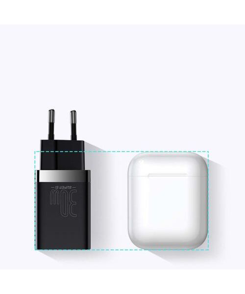 Baseus CCSUPP-E01 Super Si Quick Nabíječka USB + USB-C 30W Black