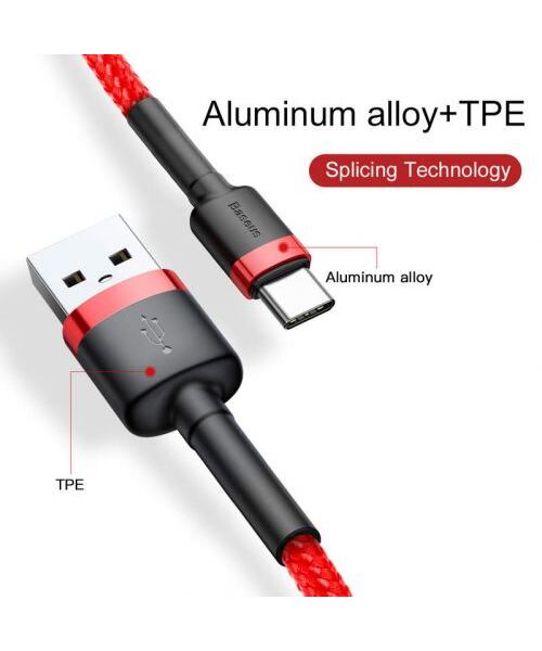 Baseus datový kabel Cafule USB-C 2m 2A červený