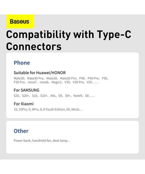 Baseus Type-C Simple Wisdom cable (2pcs/set) 5A 1.5m White (TZCATZJ-02)