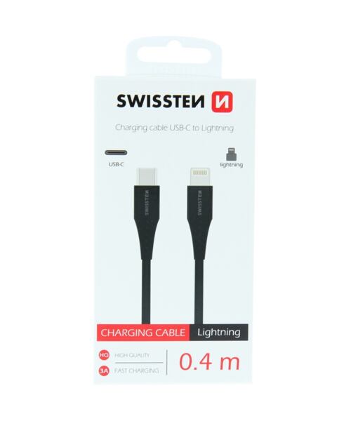 NABÍJECÍ KABEL SWISSTEN USB-C / LIGHTNING 0,4 M ČERNÝ