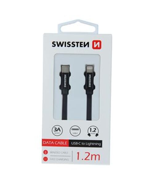 DATOVÝ KABEL SWISSTEN TEXTILE USB-C / LIGHTNING 1,2 M ŠEDÝ
