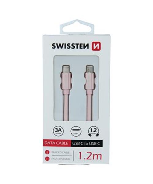 DATA CABLE SWISSTEN TEXTILE USB-C / USB-C 1.2 M ROSE/GOLD