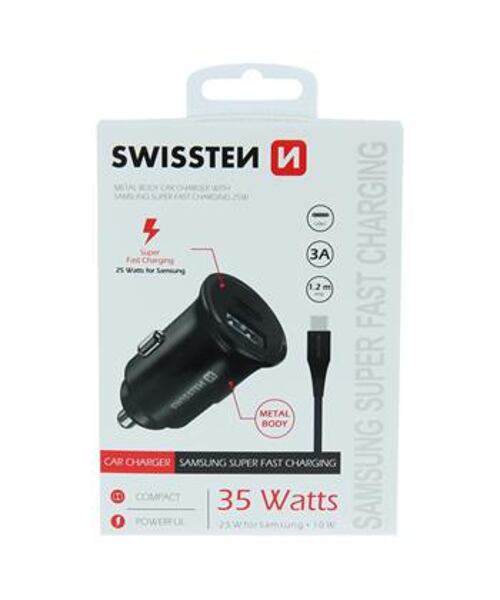 SWISSTEN CL PRO SAMSUNG SUPER FAST CHARGING 25W + KABEL USB-C/USB-C 1,2 M BLACK