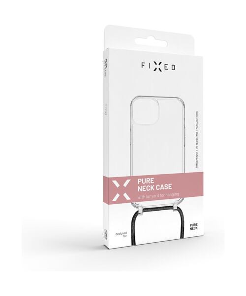 Pouzdro FIXED Pure Neck s černou šňůrkou na krk pro Apple iPhone 11