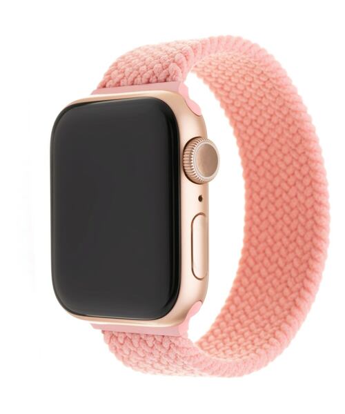 Elastický nylonový řemínek FIXED Nylon Strap pro Apple Watch 42/44/45/46/49mm, velikost S, růžový