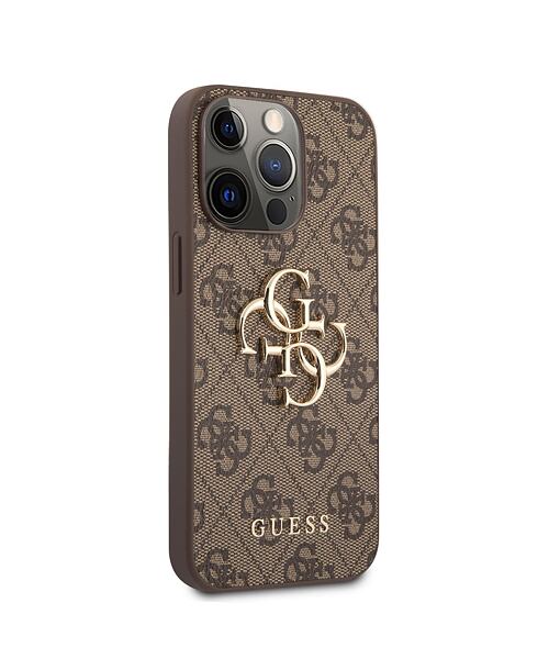 Guess PU 4G Metal Logo Zadní Kryt pro iPhone 13 Pro Brown