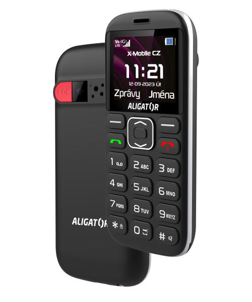 ALIGATOR A720 4G Senior černý + nabíjecí stojánek