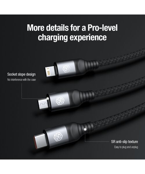 Nillkin Datový Kabel Swift Pro 3v1 1,5m Black