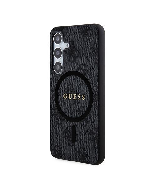 Guess PU Leather 4G Colored Ring MagSafe Zadní Kryt pro Samsung Galaxy S24 Black