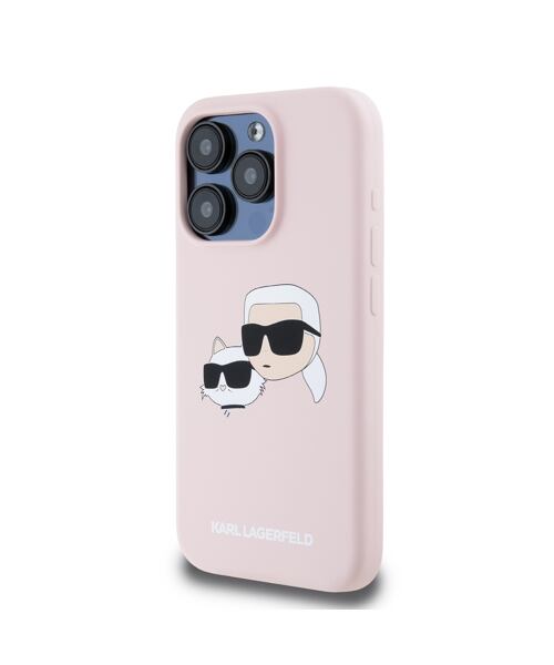 Karl Lagerfeld Liquid Silicone Double Heads Magsafe Zadní Kryt pro iPhone 15 Pro Pink